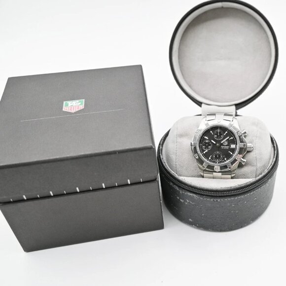 TAG HEUER Aquaracer Date Watch 41mm CN2111 Chronograph AT Black Dial SS 58LC594 main image 9